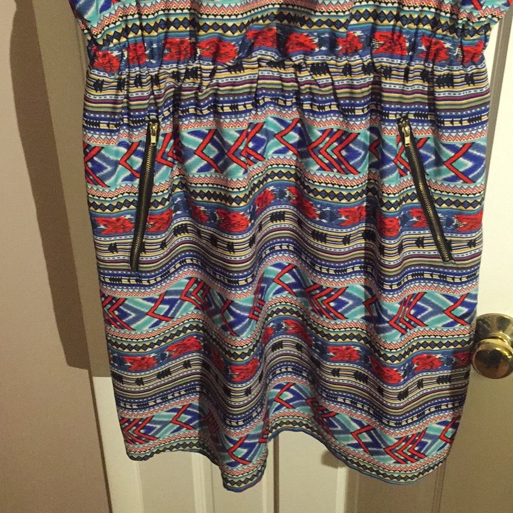 Speed Control Multicolored Aztec Dress W/Zippers - Picture 5 of 6